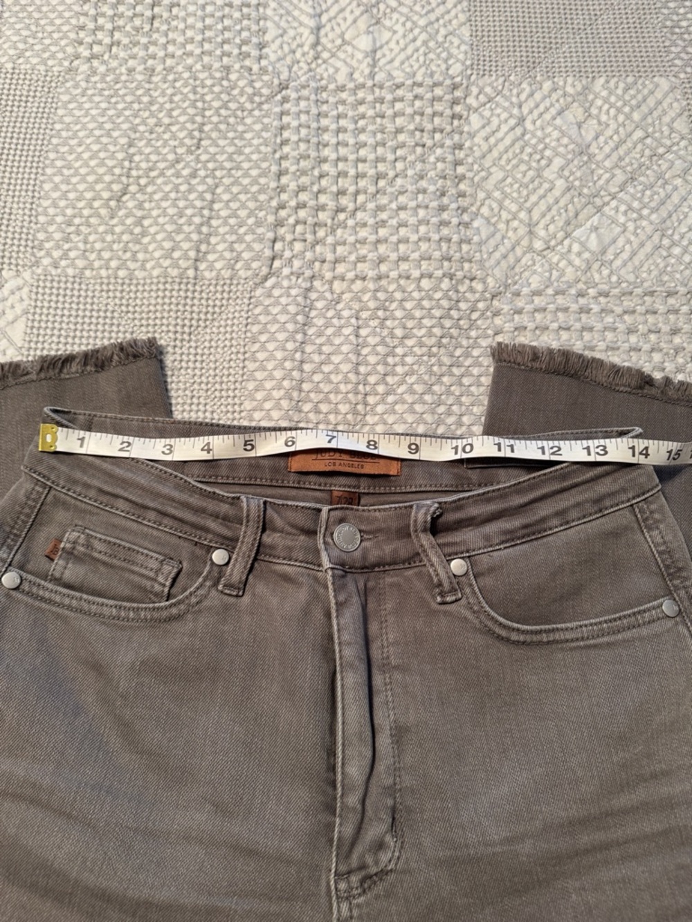 Judy Blue Washed Olive Green/Gray High-Rise Straight Jeans - Picture 4 of 7